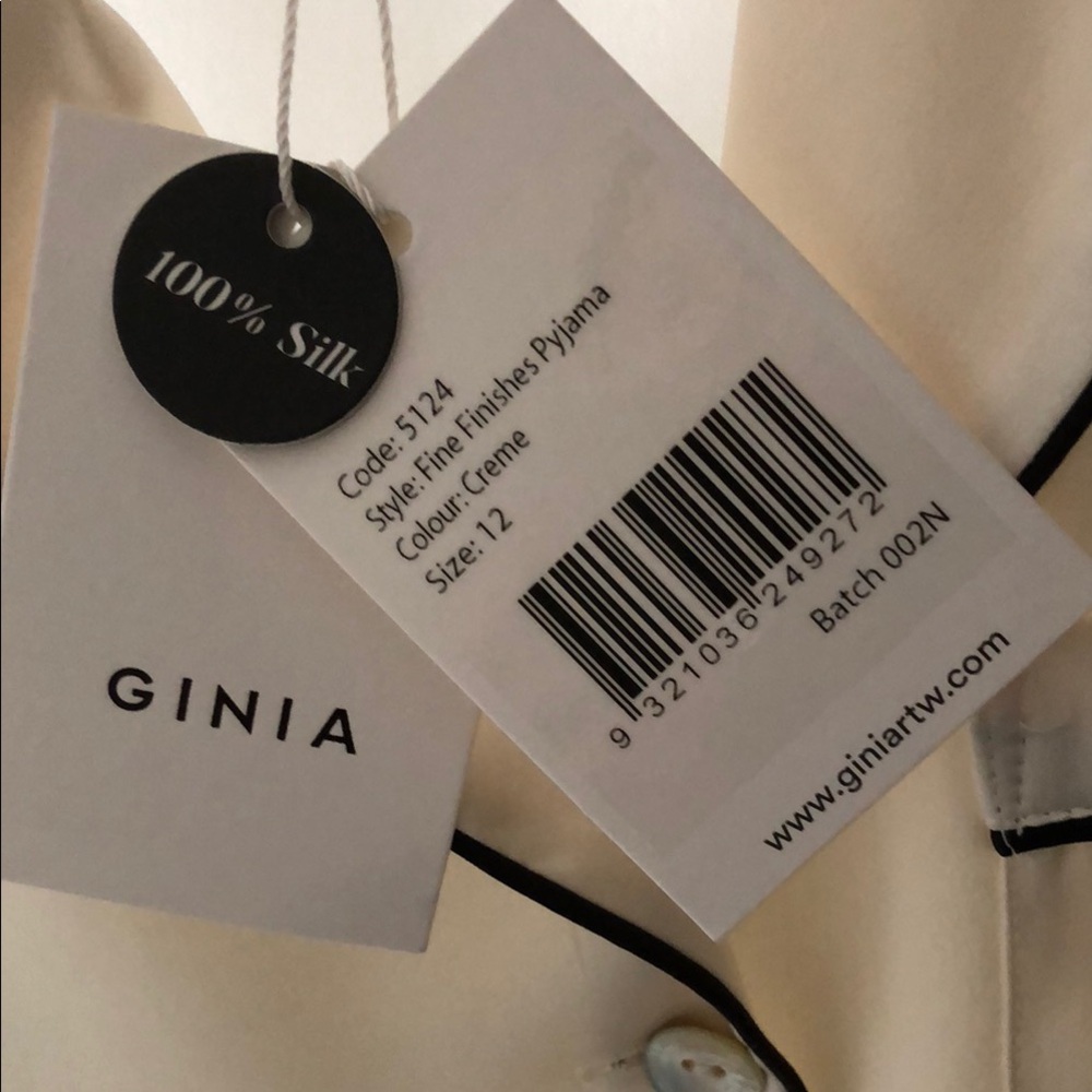 NWT Ginia Cream Silk Pajama Top - Picture 14 of 16